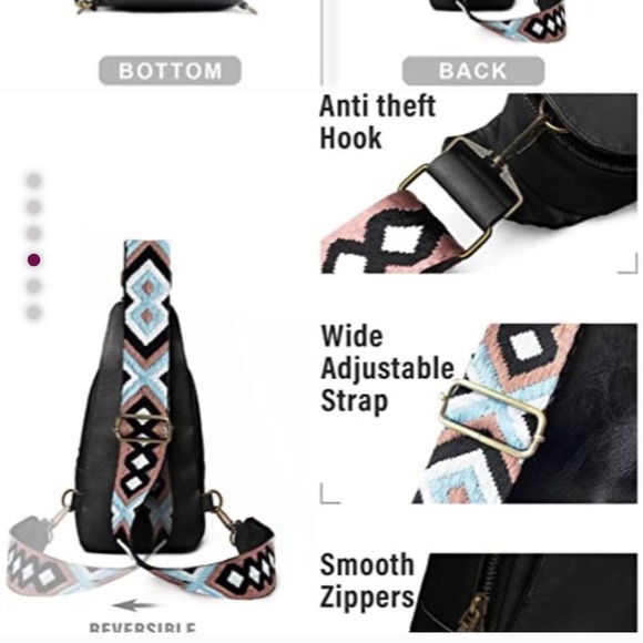 Women Chest Bag Sling Bag Small Crossbody Daypack Guitar Strap - Picture 11 of 12